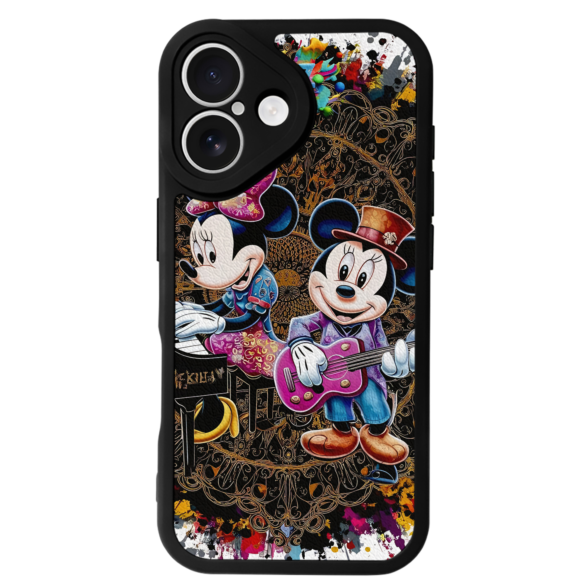 （画像用） ミッキーマウス Mickey Mouse 【iPhone 16シリーズ対応】シリコンスマホケース（レザー調） 材質：シリコン